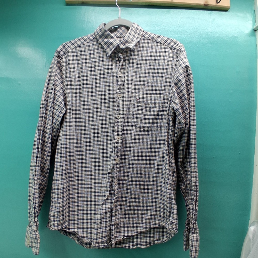 Dubarry Button Down Shirt Size M Navy Multi Plaid Cotton Country Irish Gorpcore